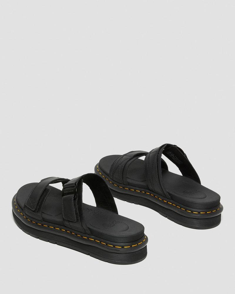 Black Men's Dr Martens Chilton Men's Leather Sandals | CA 628OKI